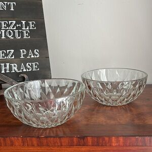 Lot of 2 Diamante 9" Cut Crystal Dessert/Salad Bowl